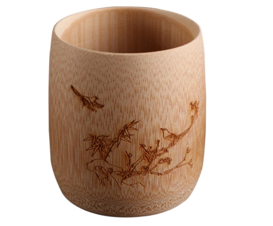 Engraved Bamboo Tea Cup